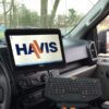 havis touchscreen on dash of a police cruiser with keyboard below