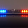 red and blue led lights on top of a police vehicle
