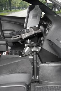 Gomber dock for Panasonic Toughbook inside police cruiser