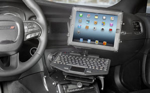 gamber dock with keyboard inside police cruiser